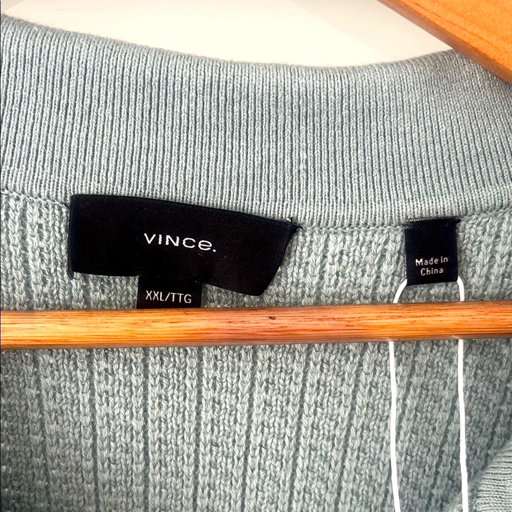 NWT Vince Men’s Textured Knit Polo | Sage Green | XXL - Picture 3 of 6